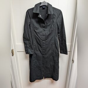 GAP 100% Cotton Black Long Trench Coat Dress, XS